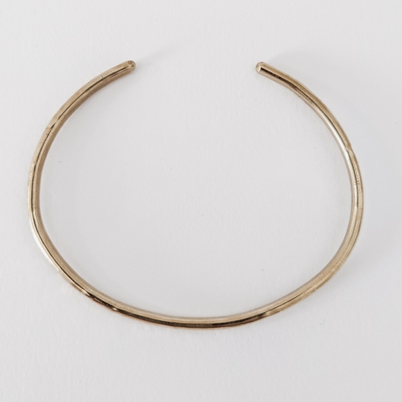 Stardust Cuff Bracelet - Handcrafted Hammered Raw Brass Open Bangle - Picture 5 of 6